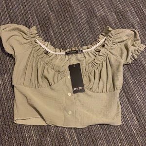 Green Nasty Gal short sleeve crop top NWT